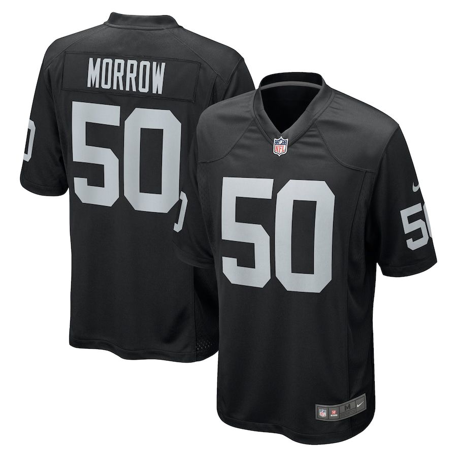 Men Oakland Raiders 50 Nicholas Morrow Nike Black Game NFL Jersey
